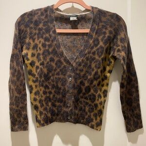 J.Crew Cropped Leopard Print Cardigan, XXS